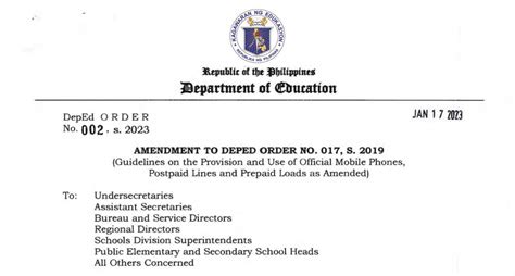 DepEd Order No. 002, s. .